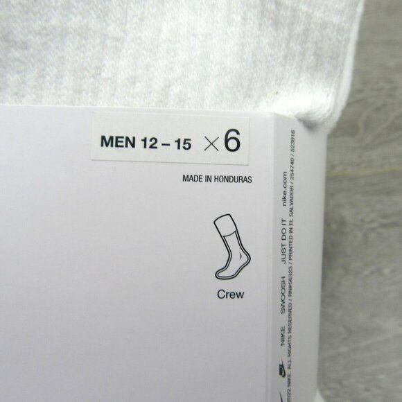 Nike Everyday Plus Crew Socks (6 Pack) Mens Size 12-15 White NEW - Picture 4 of 9